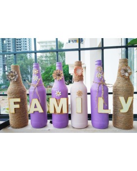 Family Named Bottles set of 6 | Home decor Glass bottles set